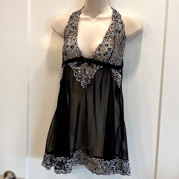 Avidlove Other - Avidlove lace teddy sheer black with white floral lace. G-String Panty Size L